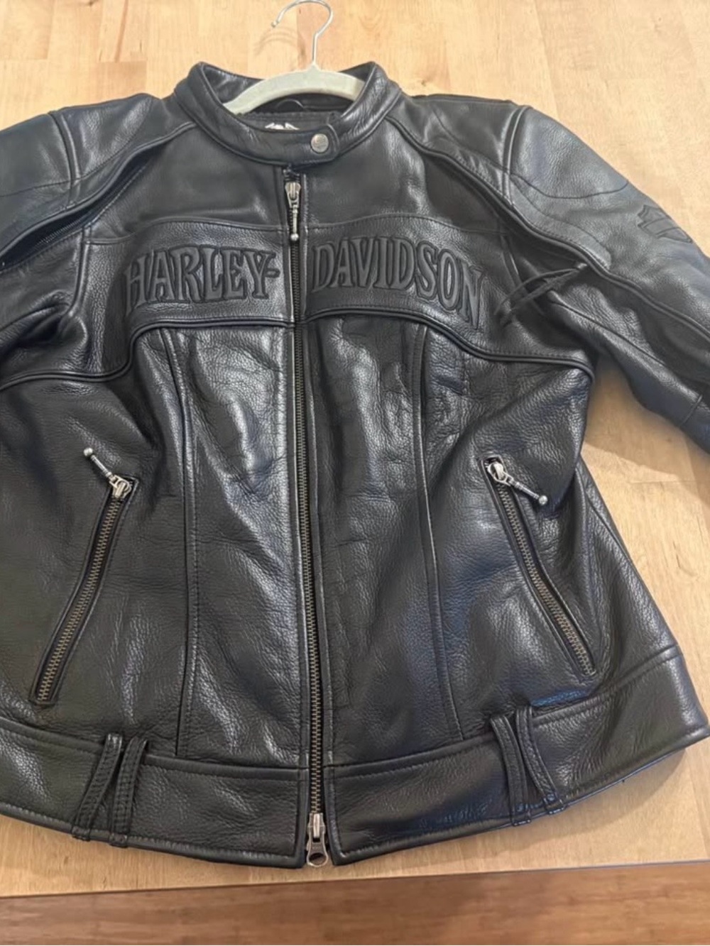 Harley-Davidson Black Women's Leather Riding Jacket with Embossed Logo